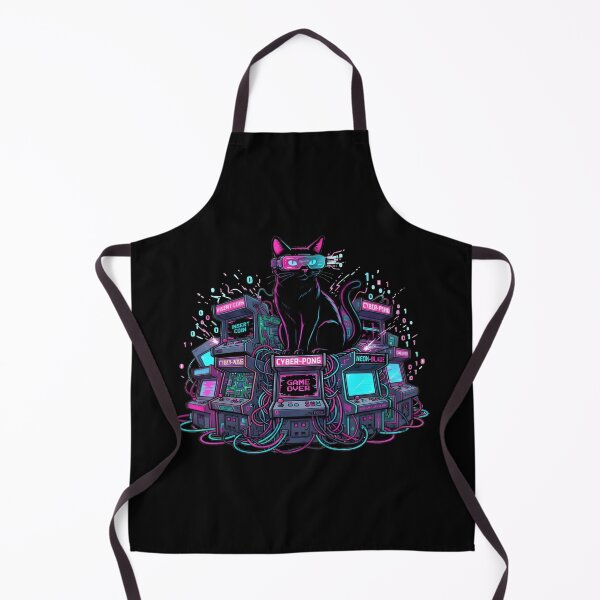Item preview, Cyberpunk Cat Neon Arcade Gaming Synthwave Art designed and sold by DailySparks.