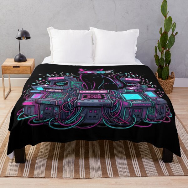 Item preview, Cyberpunk Cat Neon Arcade Gaming Synthwave Art designed and sold by DailySparks.