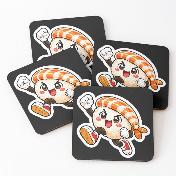 Item preview, Energetic Shrimp Sushi Mascot Sticker designed and sold by OddGarage.