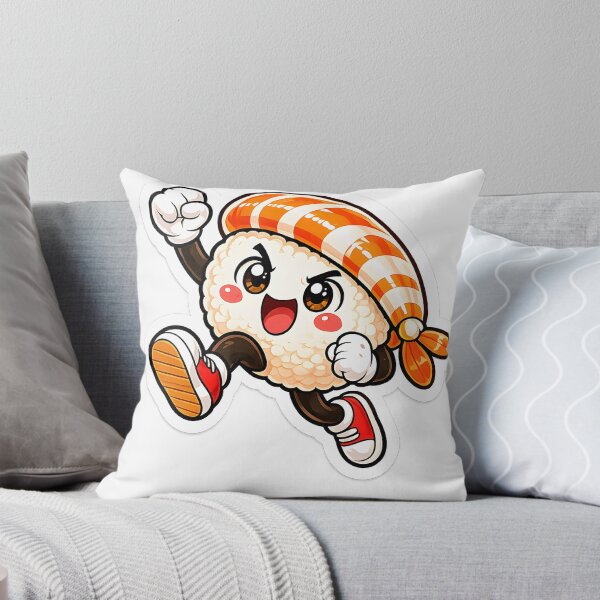 Item preview, Energetic Shrimp Sushi Mascot Sticker designed and sold by OddGarage.