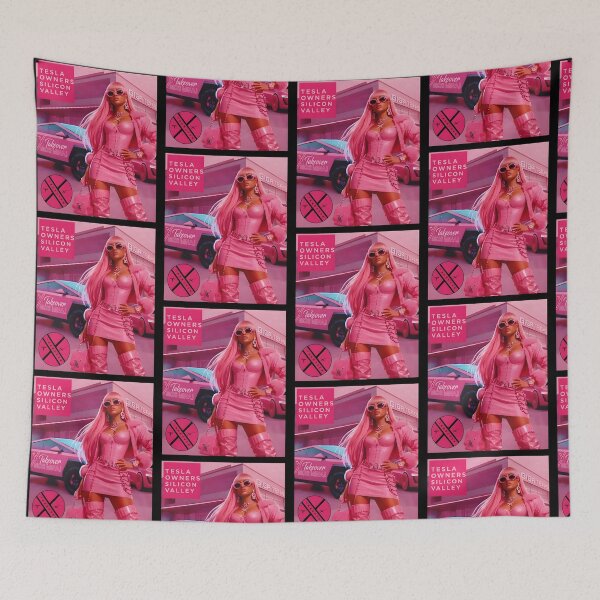 Item preview, Pink Tesla Girl Electric Car Aesthetic designed and sold by ViniBall.