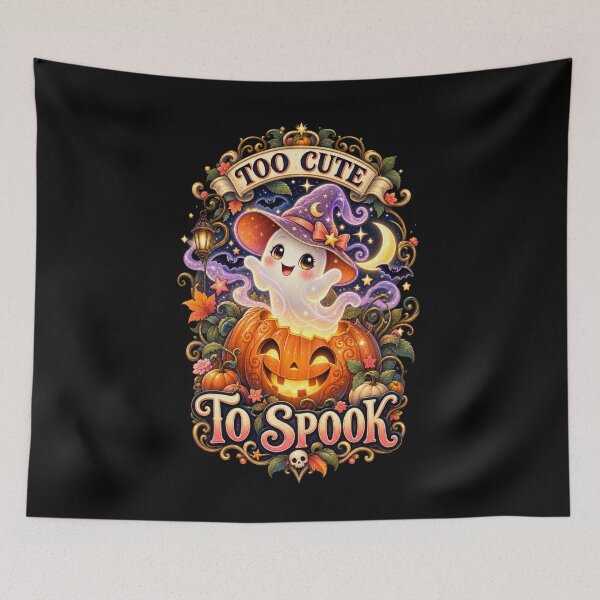 Item preview, Too Cute to Spook – Cute Halloween Ghost and Pumpkin Design for Kids designed and sold by FreshPixelArt.