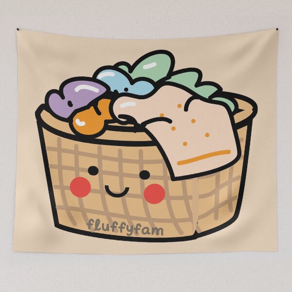 Item preview, Laundry basket cute minimalist kawaii chores designed and sold by fluffyfamcraft.