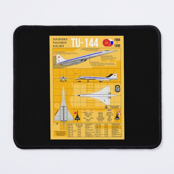 Item preview, Tu-144 Technical Blueprint Poster Yellow Infographic Art designed and sold by FAawRay.