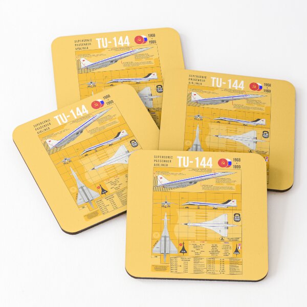 Item preview, Tu-144 Technical Blueprint Poster Yellow Infographic Art designed and sold by FAawRay.