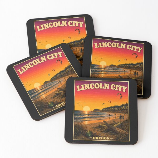 Item preview, Lincoln City Oregon Vintage Travel Poster designed and sold by Swanny's Custom T-shirt and Gift Designs.
