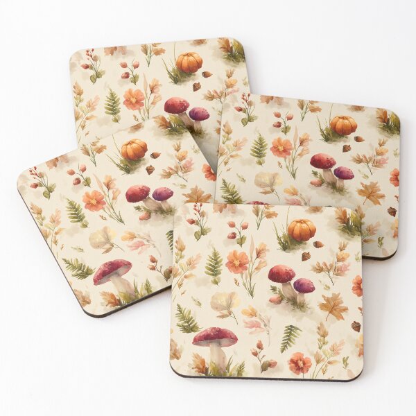 Item preview, Autumn Woodland Pattern with Mushrooms and Pumpkins designed and sold by Helenaphotoart.