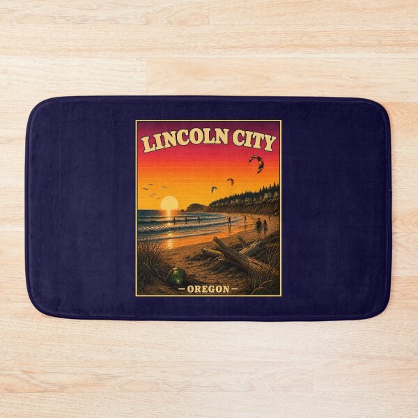 Item preview, Lincoln City Oregon Vintage Travel Poster designed and sold by Swanny's Custom T-shirt and Gift Designs.