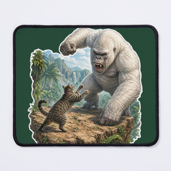 Item preview, Cat vs White Gorilla Jungle Adventure designed and sold by Moxie-Cat-Universe.