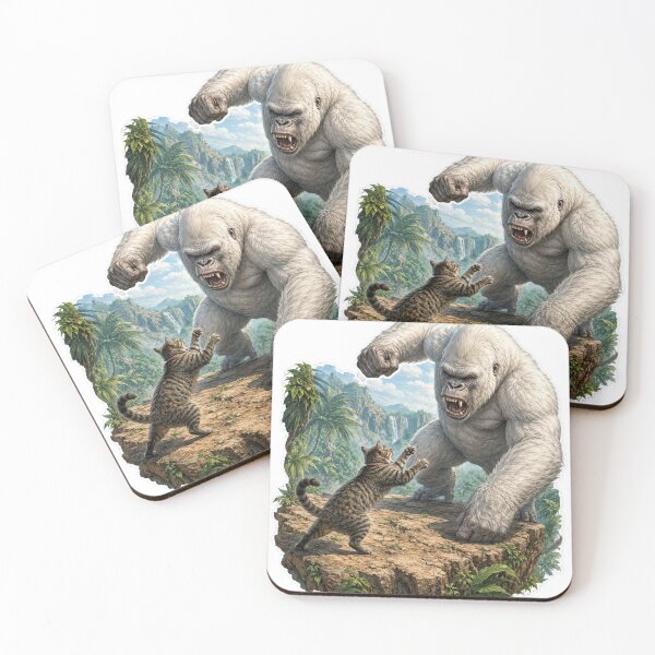 Item preview, Cat vs White Gorilla Jungle Adventure designed and sold by Moxie-Cat-Universe.