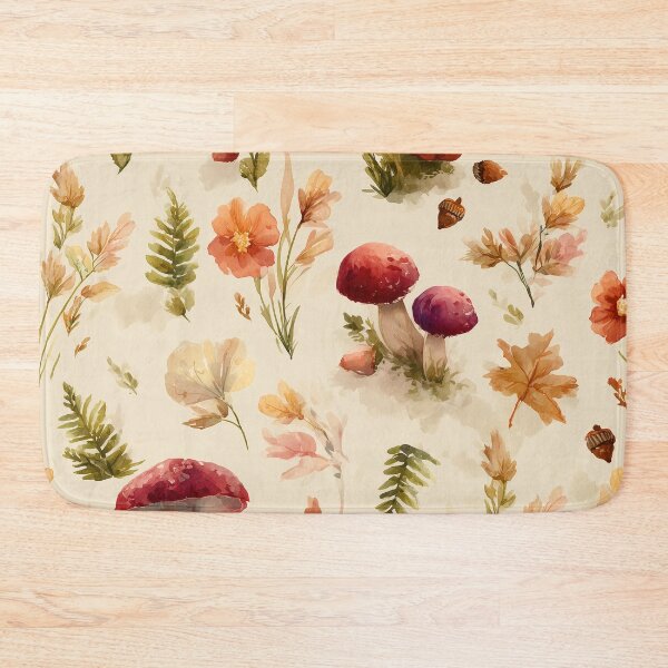 Item preview, Autumn Woodland Pattern with Mushrooms and Pumpkins designed and sold by Helenaphotoart.