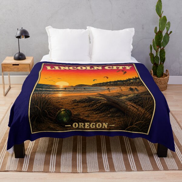 Item preview, Lincoln City Oregon Vintage Travel Poster designed and sold by Swanny's Custom T-shirt and Gift Designs.