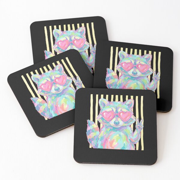 Item preview, Colorful Raccoon With Heart Sunglasses designed and sold by cerima.