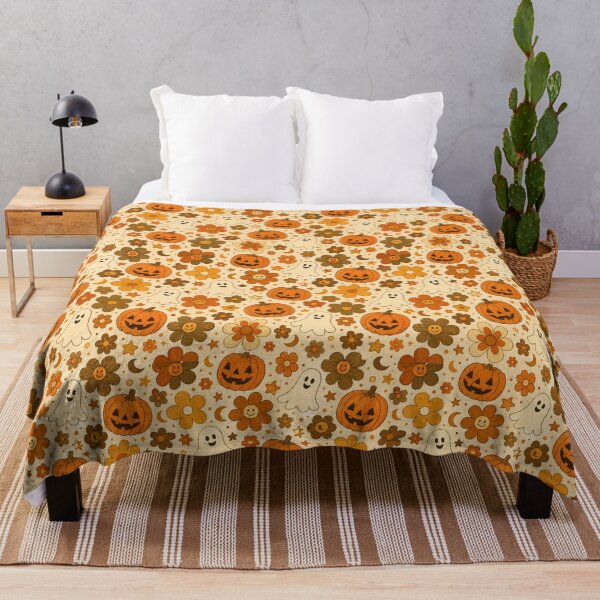 Item preview, 70s Vintage Flower Power Halloween Seamless Pattern designed and sold by Patternpulseee.