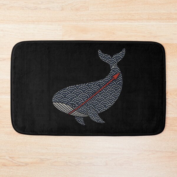 Item preview, Sashiko Wave Whale with Crimson Harpoon designed and sold by Fenay Designs.