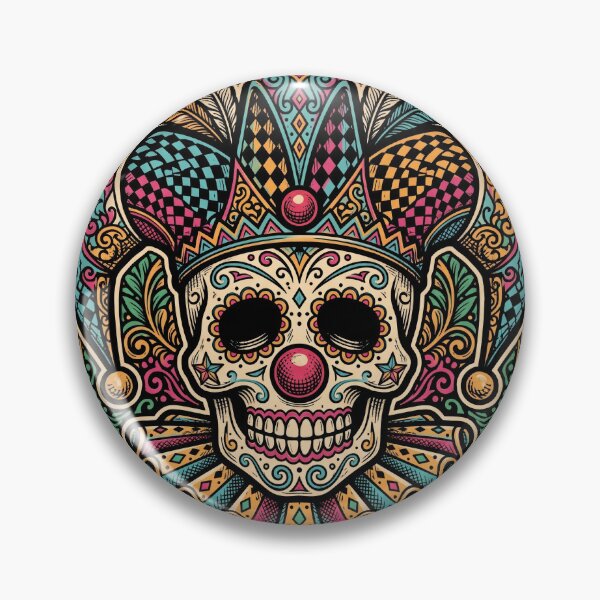 Item preview, Harlequin Jester Sugar Skull Clown Calavera Graphic Art Print designed and sold by FreiherrPK.