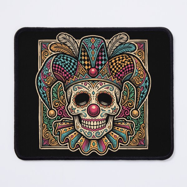 Item preview, Harlequin Jester Sugar Skull Clown Calavera Graphic Art Print designed and sold by FreiherrPK.