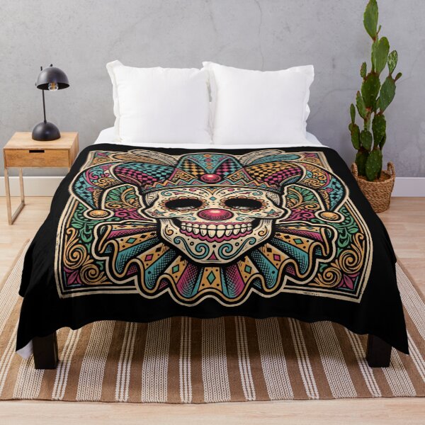 Item preview, Harlequin Jester Sugar Skull Clown Calavera Graphic Art Print designed and sold by FreiherrPK.