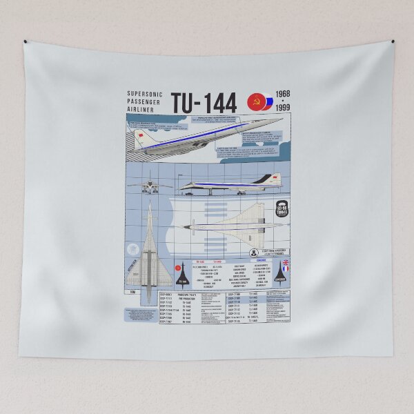 Item preview, Tu-144 Technical Blueprint Poster Blue Infographic Art designed and sold by FAawRay.