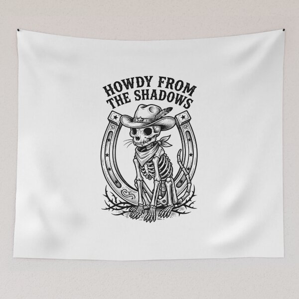 Item preview, Howdy From The Shadows Skeleton Cat Cowboy Western Gothic Sticker designed and sold by KreatoLab.