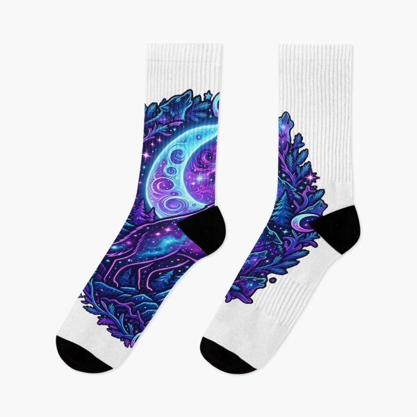 Item preview, Cosmic Galaxy Wolf Crescent Moon Night Sky Art designed and sold by DailySparks.