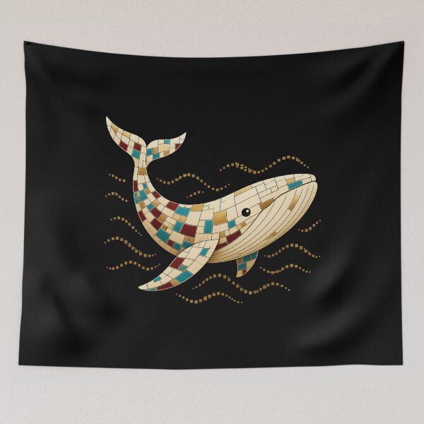 Item preview, Golden Mosaic Whale with Turquoise Tiles designed and sold by Fenay Designs.