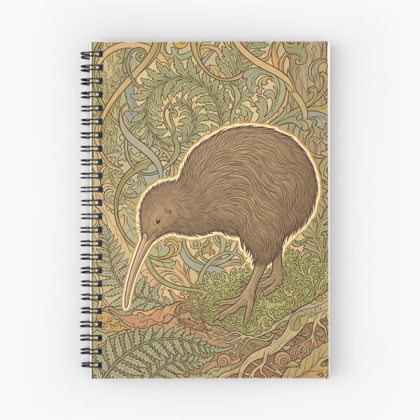 Item preview, Art Nouveau Brown Kiwi Bird Vintage Botanical Wildlife Graphic Print designed and sold by FreiherrPK.