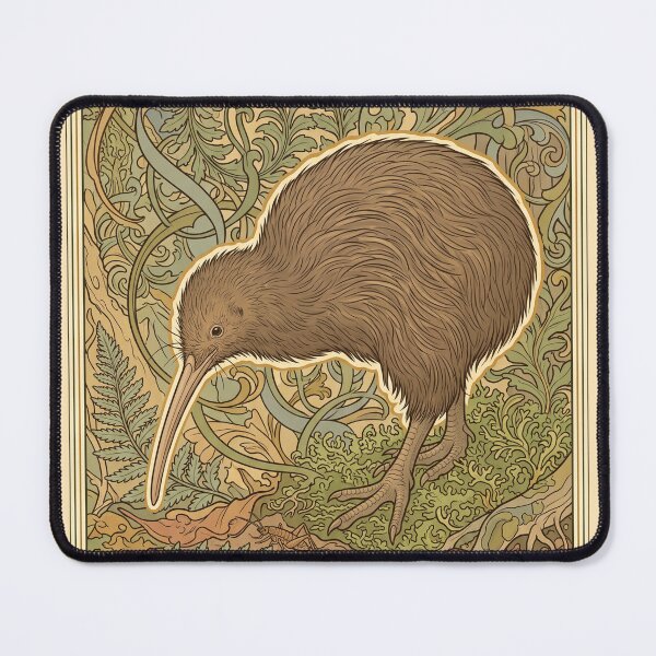 Item preview, Art Nouveau Brown Kiwi Bird Vintage Botanical Wildlife Graphic Print designed and sold by FreiherrPK.