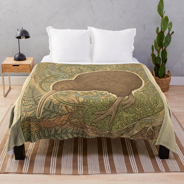 Item preview, Art Nouveau Brown Kiwi Bird Vintage Botanical Wildlife Graphic Print designed and sold by FreiherrPK.