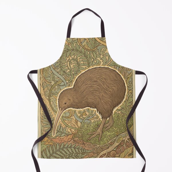 Item preview, Art Nouveau Brown Kiwi Bird Vintage Botanical Wildlife Graphic Print designed and sold by FreiherrPK.