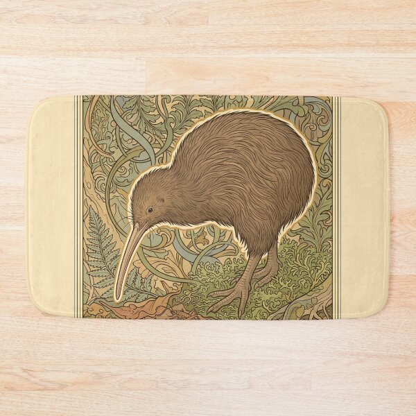 Item preview, Art Nouveau Brown Kiwi Bird Vintage Botanical Wildlife Graphic Print designed and sold by FreiherrPK.