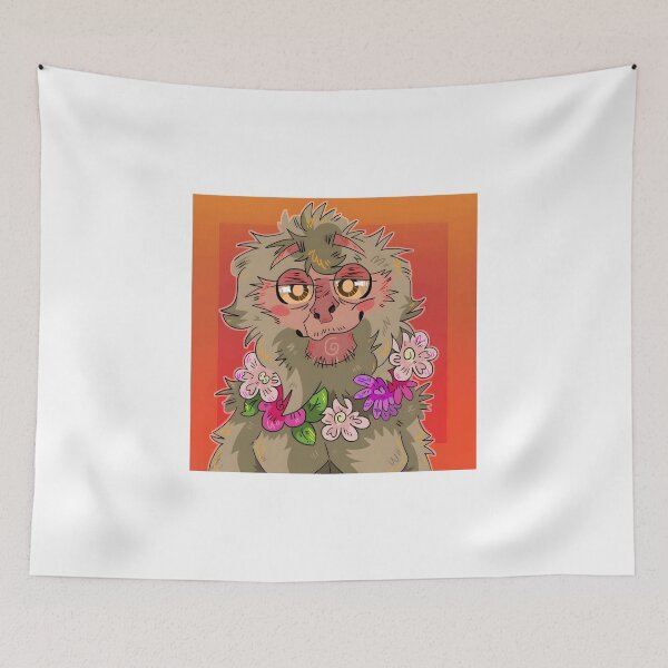 Item preview, Floral Japanese Macaque Portrait designed and sold by Catsi-Nook-Art.