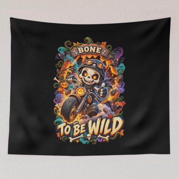Item preview, Bone to Be Wild – Cute Skeleton Biker Halloween Design for Boys designed and sold by FreshPixelArt.