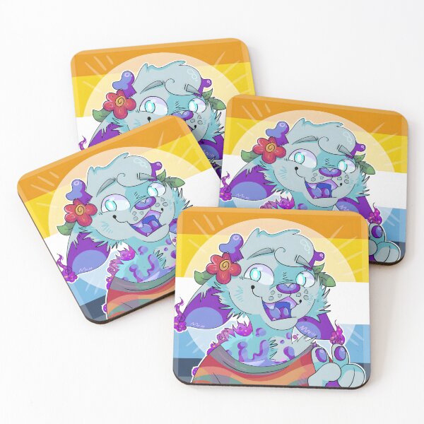 Item preview, Whimsical Blue Cartoon Dog with Flower and Peace Sign designed and sold by Catsi-Nook-Art.
