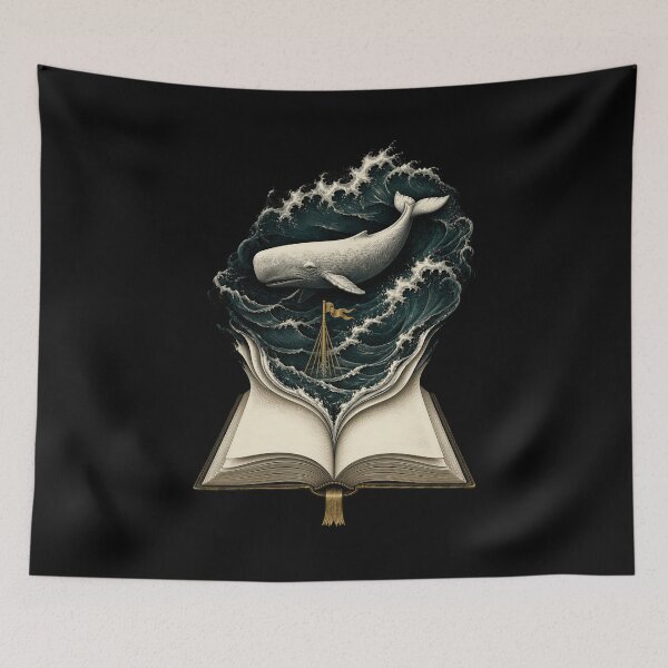 Item preview, Moby Dick Rises from a Stormy Open Book designed and sold by Fenay Designs.
