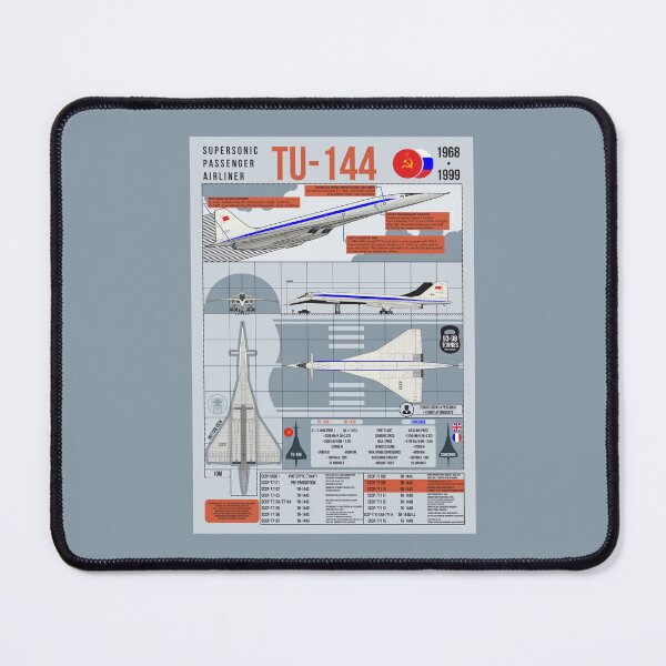 Item preview, Tu-144 Technical Blueprint Poster Gray Coral Infographic designed and sold by FAawRay.