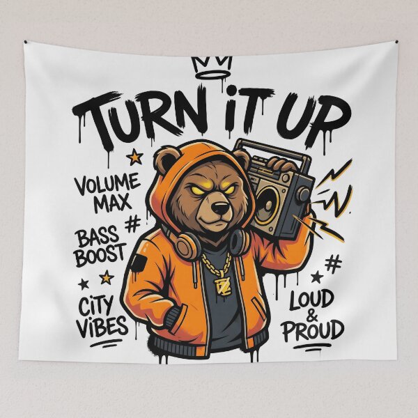 Item preview, Hip Hop Bear with Boombox – Urban Rap Streetwear Design designed and sold by StickerNestYou.