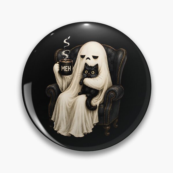 Item preview, Funny Boojee Ghost Holding Black Cat Cozy Hot Latte designed and sold by Michasstuckey.