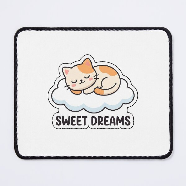 Item preview, Sweet Dreams Sleepy Kitty - Cute Cloud Cat Sticker with Text designed and sold by SimpleP.