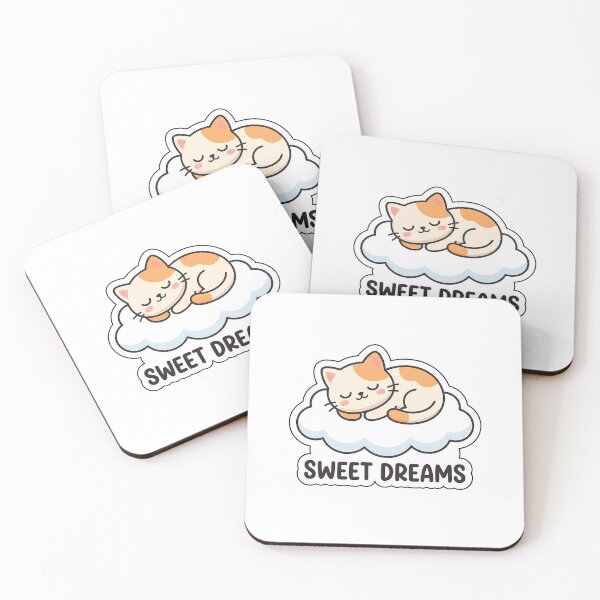 Item preview, Sweet Dreams Sleepy Kitty - Cute Cloud Cat Sticker with Text designed and sold by SimpleP.