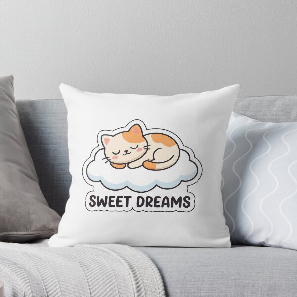 Item preview, Sweet Dreams Sleepy Kitty - Cute Cloud Cat Sticker with Text designed and sold by SimpleP.