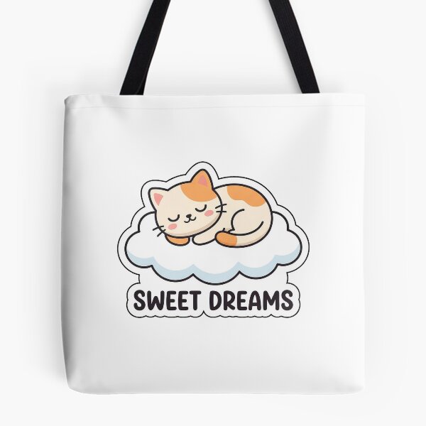 Item preview, Sweet Dreams Sleepy Kitty - Cute Cloud Cat Sticker with Text designed and sold by SimpleP.