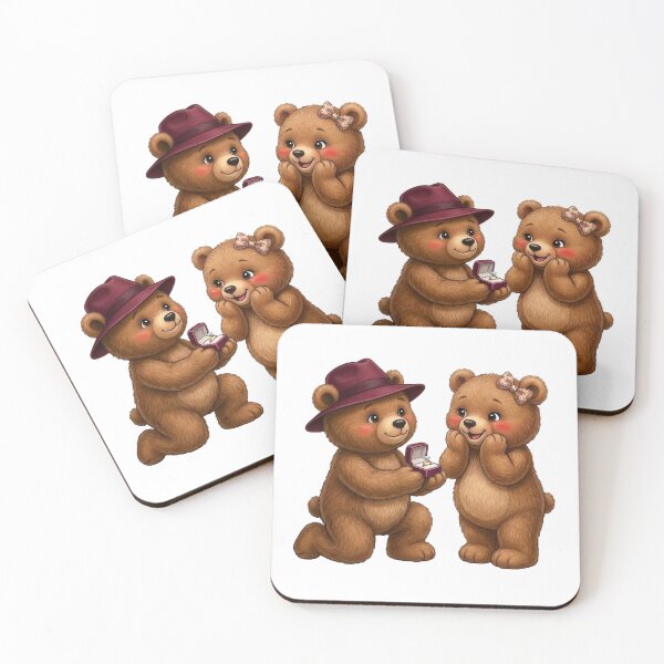Item preview, Cute Teddy Bear Wedding Proposal Art designed and sold by ArtNova17.