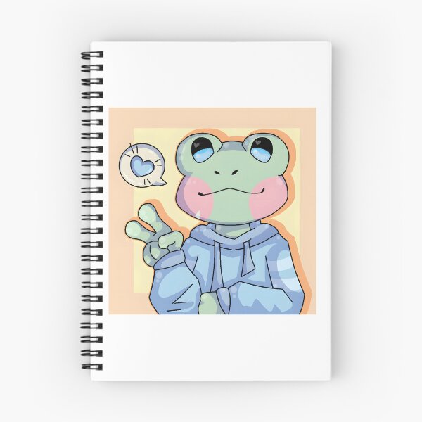 Item preview, Cute Frog Character in Blue Hoodie Giving Peace Sign designed and sold by J-Mindful.