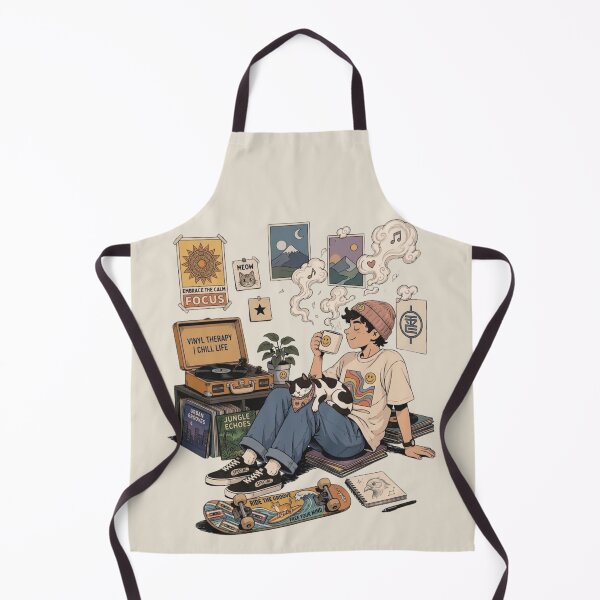 Item preview, Cozy Vinyl Cat Lover – Chill Music Retro Lifestyle Cartoon designed and sold by waikibi ⭐⭐⭐⭐⭐.
