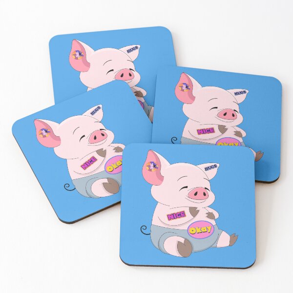 Item preview,  Cute Piglet with Stickers Hugs Nice Okay designed and sold by Funnygiftsstudio .