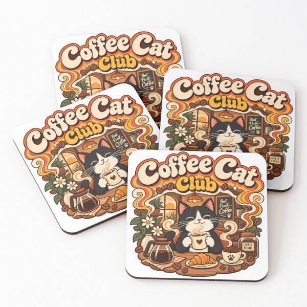 Item preview, Retro Coffee Cat Club 70s Aesthetic designed and sold by Retro Whiskers.