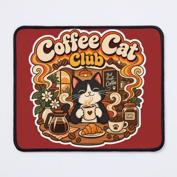 Item preview, Retro Coffee Cat Club 70s Aesthetic designed and sold by Retro Whiskers.