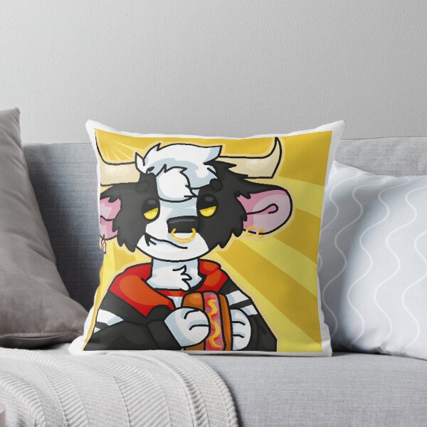 Item preview, Cartoon Bull Holding Hotdog with Yellow Background designed and sold by Baby-Care.