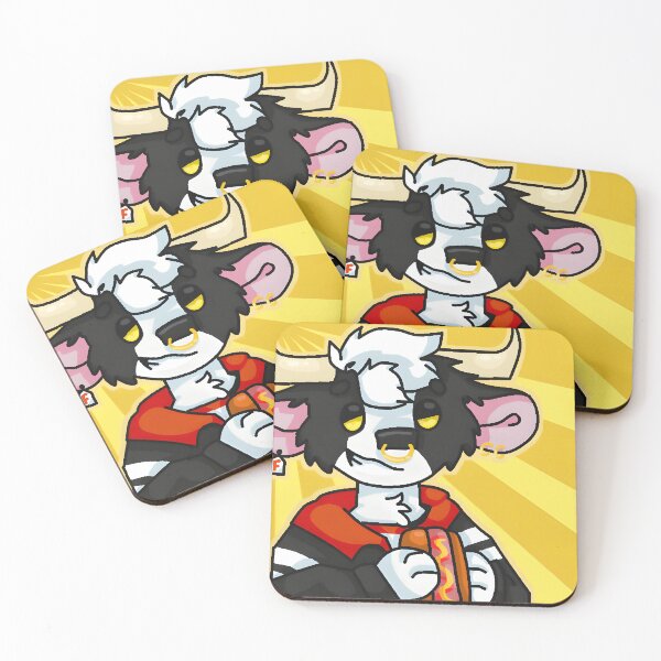 Item preview, Cartoon Bull Holding Hotdog with Yellow Background designed and sold by Baby-Care.